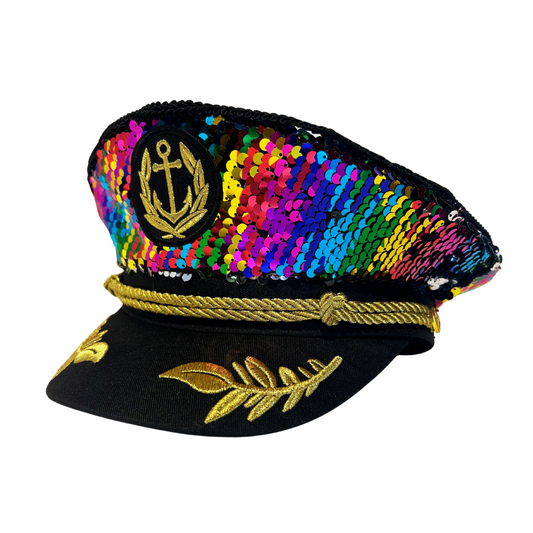 Rainbow Sequin Captain Hat- PRE-ORDER