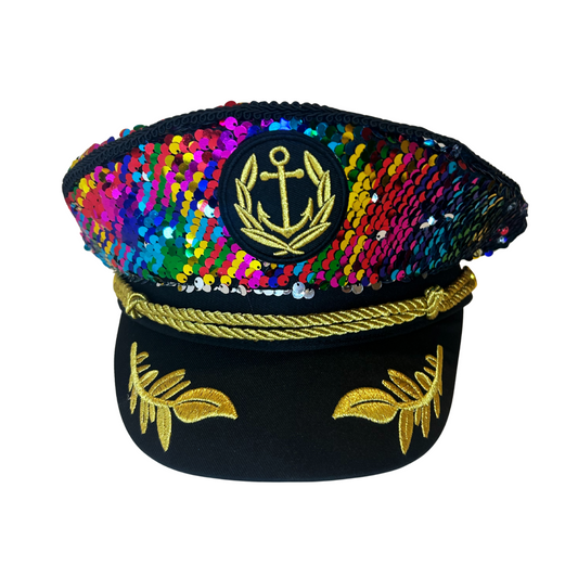 Rainbow Sequin Captain Hat- PRE-ORDER