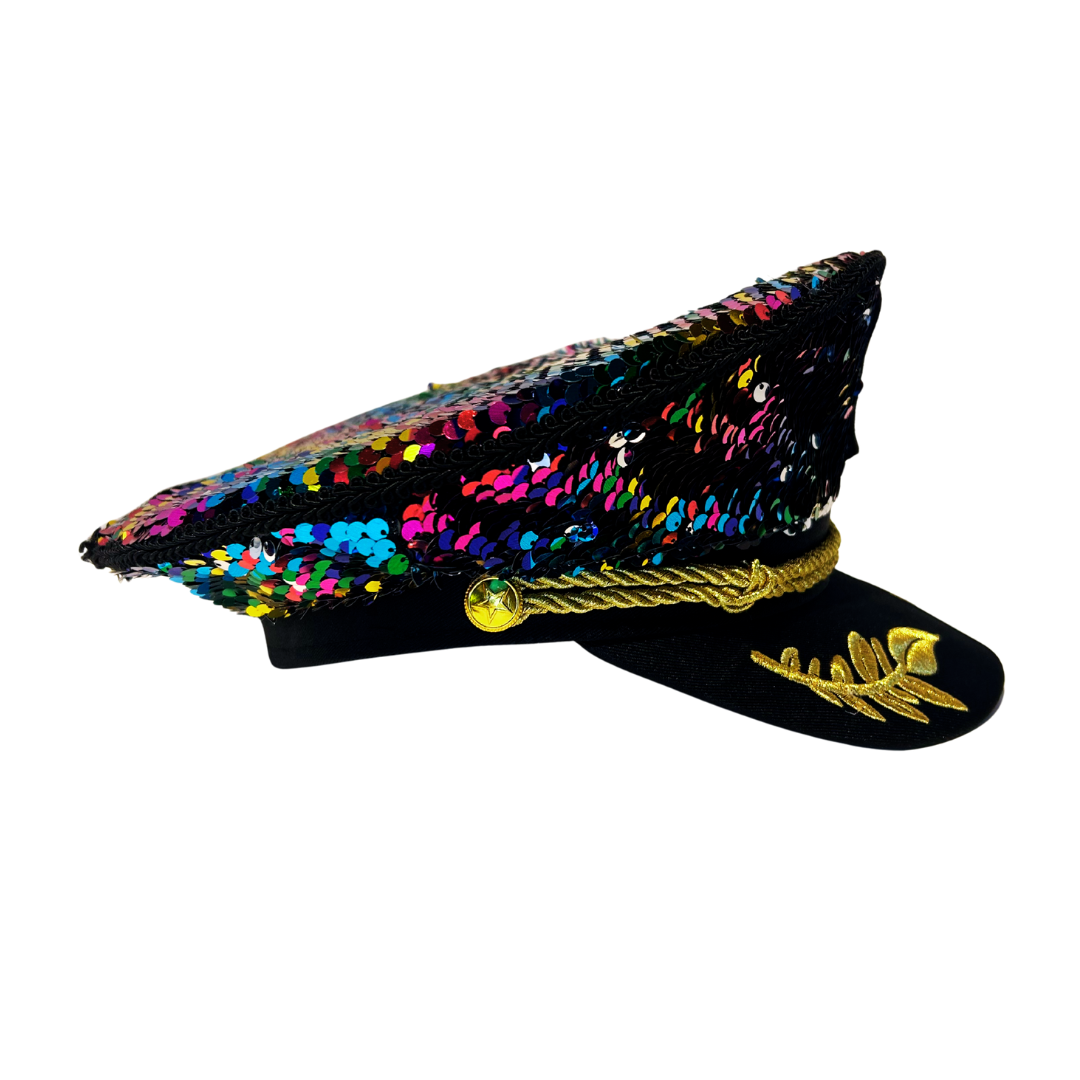Rainbow Sequin Captain Hat- PRE-ORDER