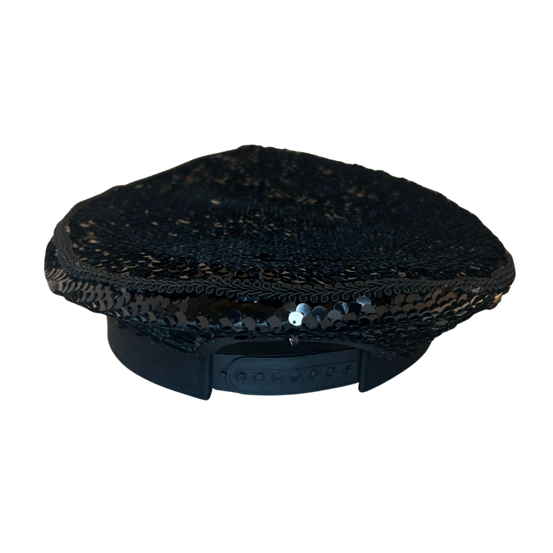 Black Sequin Captain Hat- PRE-ORDER
