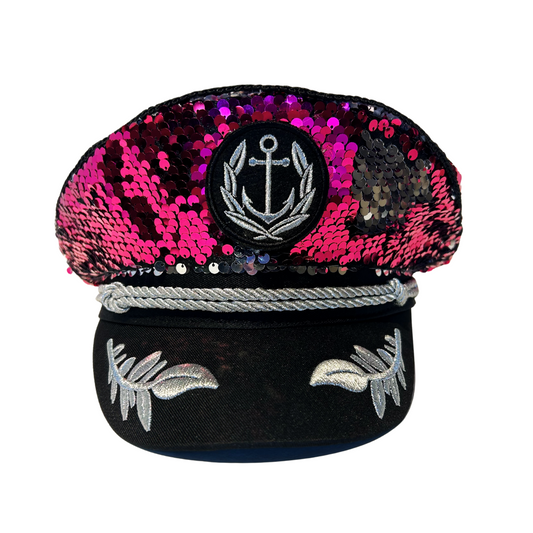 Pink/Silver Sequin Captain Hat- PRE-ORDER