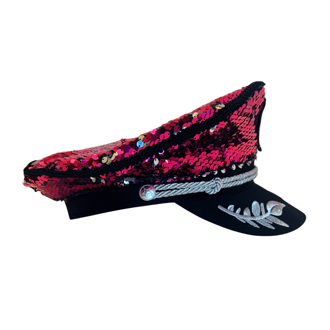 Pink/Silver Sequin Captain Hat- PRE-ORDER