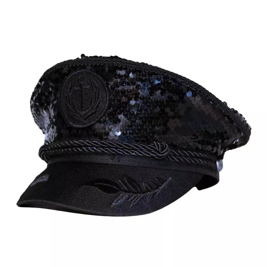 Trippy Captain Black Disco Captain-Sequin Hat