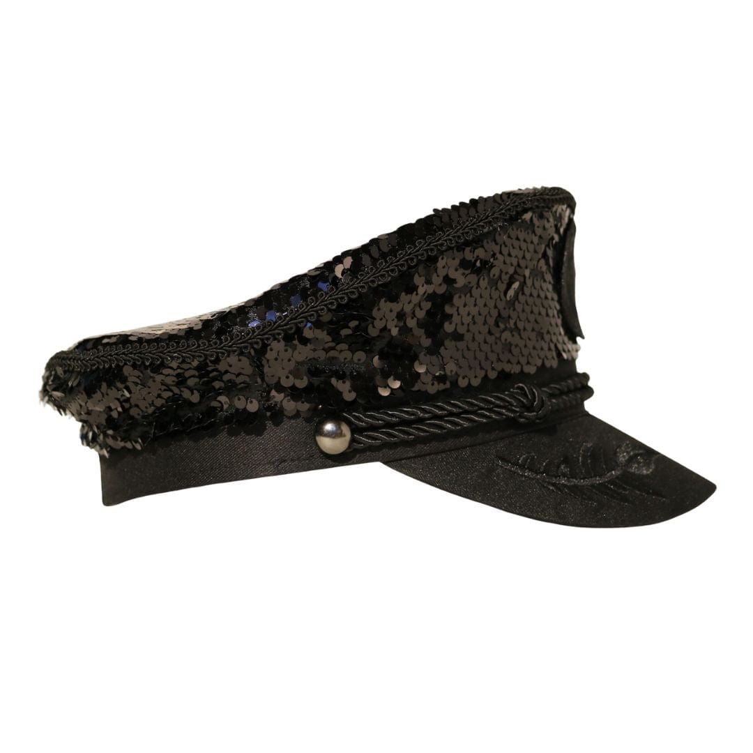 Trippy Captain Black Sequin Captain Hat- PRE-ORDER