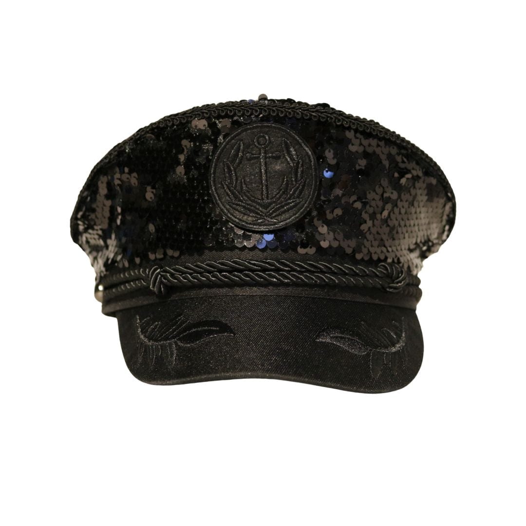 Trippy Captain Black Sequin Captain Hat- PRE-ORDER