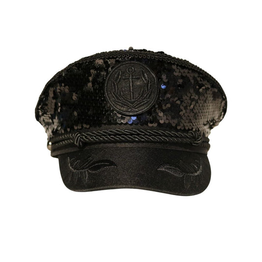 Trippy Captain Black Sequin Captain Hat- PRE-ORDER