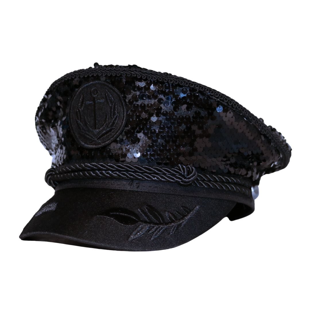 Trippy Captain Black Sequin Captain Hat- PRE-ORDER