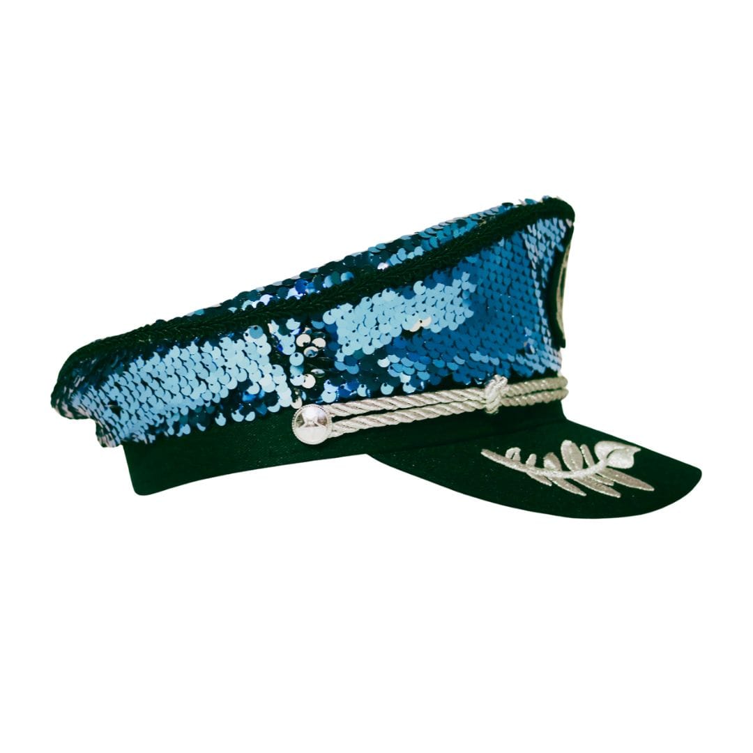 Trippy Captain Blue/Silver Sequin Captain Hat- PRE-ORDER