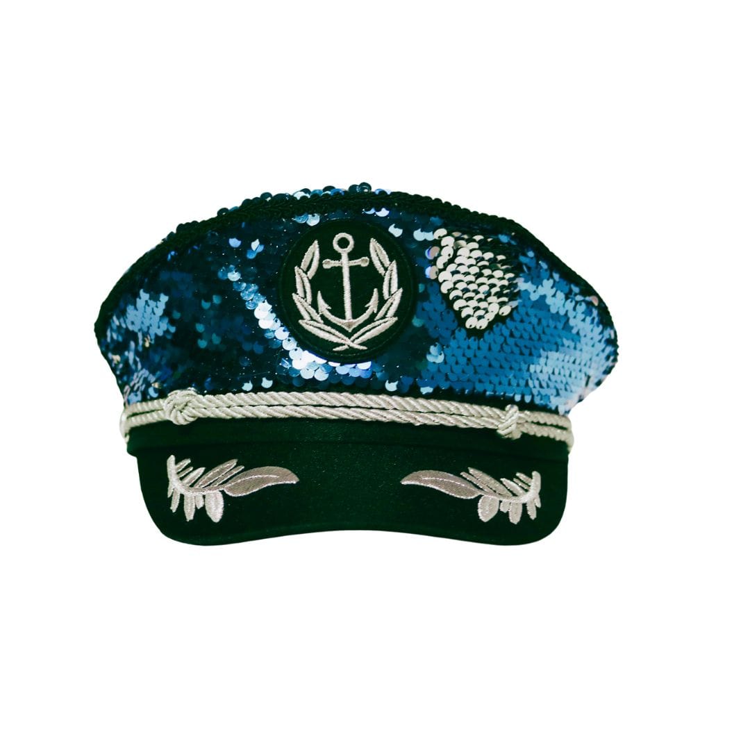 Trippy Captain Blue/Silver Sequin Captain Hat- PRE-ORDER