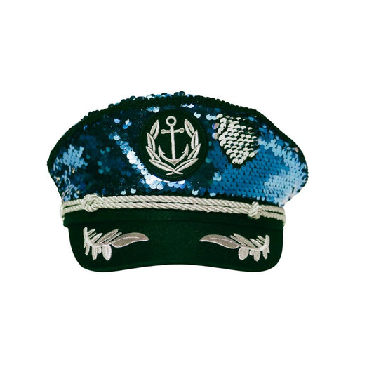 Trippy Captain Blue/Silver Sequin Captain Hat- PRE-ORDER