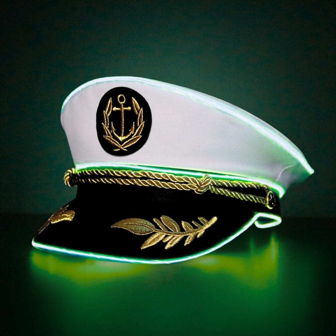 Trippy Captain Hat Neon Captain- Green LED Light Up Hat