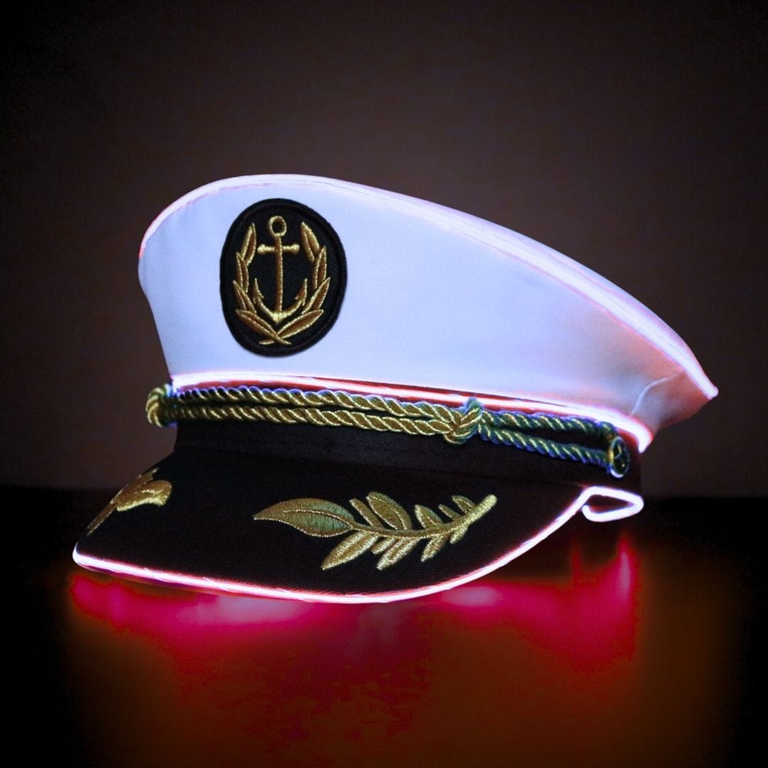 Trippy Captain Hat Neon Captain- Red LED Light Up Hat