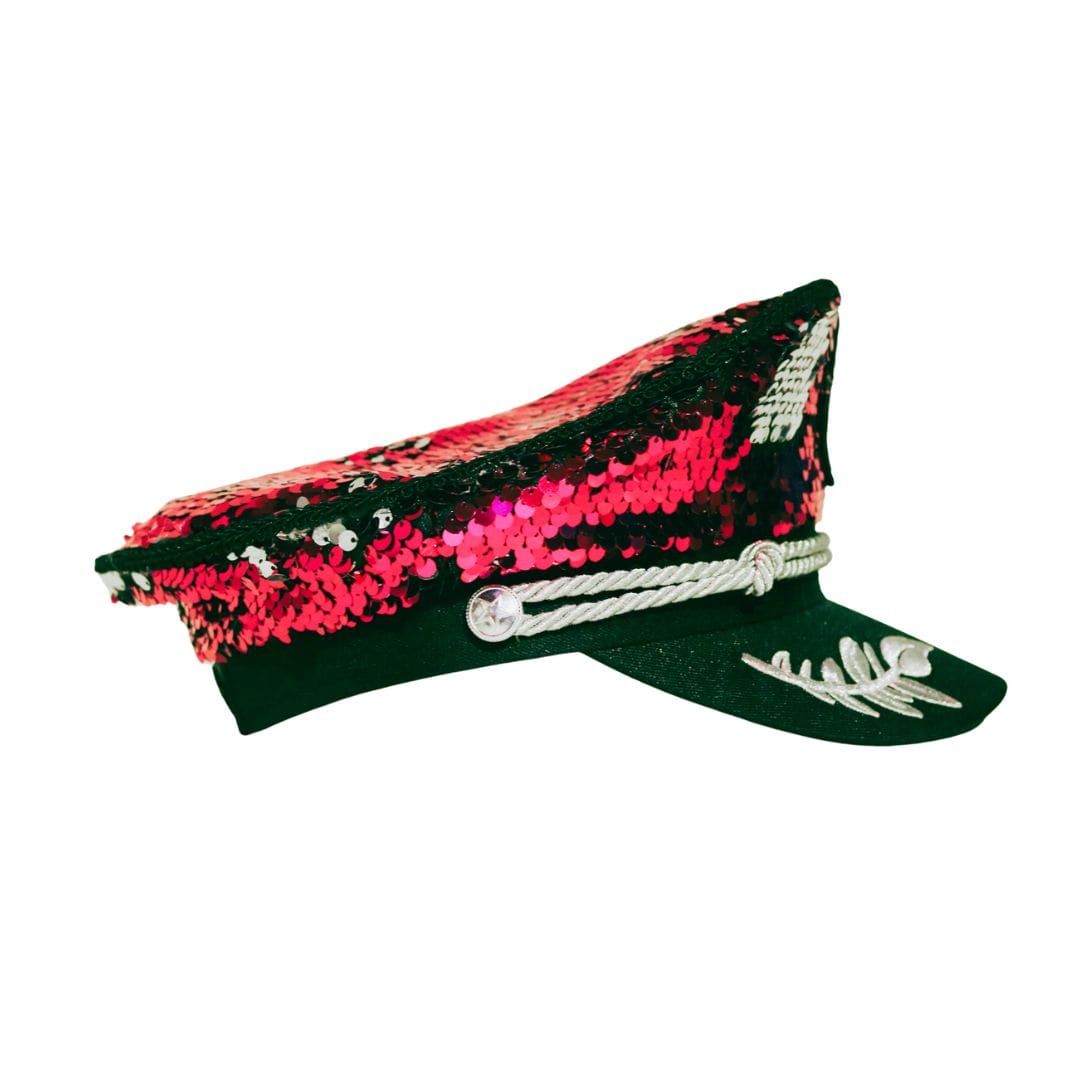 Trippy Captain Pink/Silver Sequin Captain Hat- PRE-ORDER