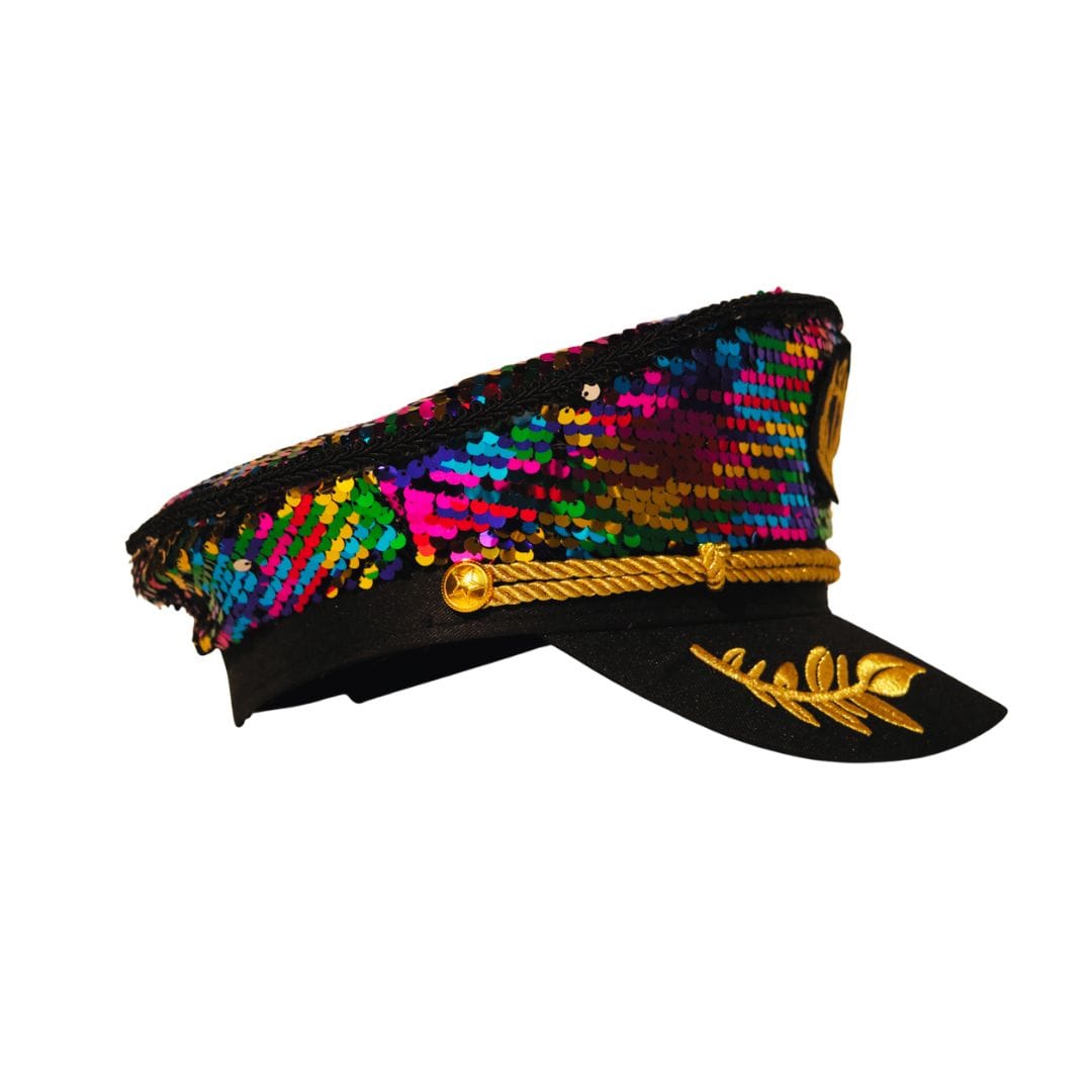 Trippy Captain Rainbow Sequin Captain Hat- PRE-ORDER