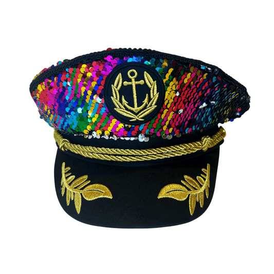 Trippy Captain Rainbow Sequin Captain Hat- PRE-ORDER