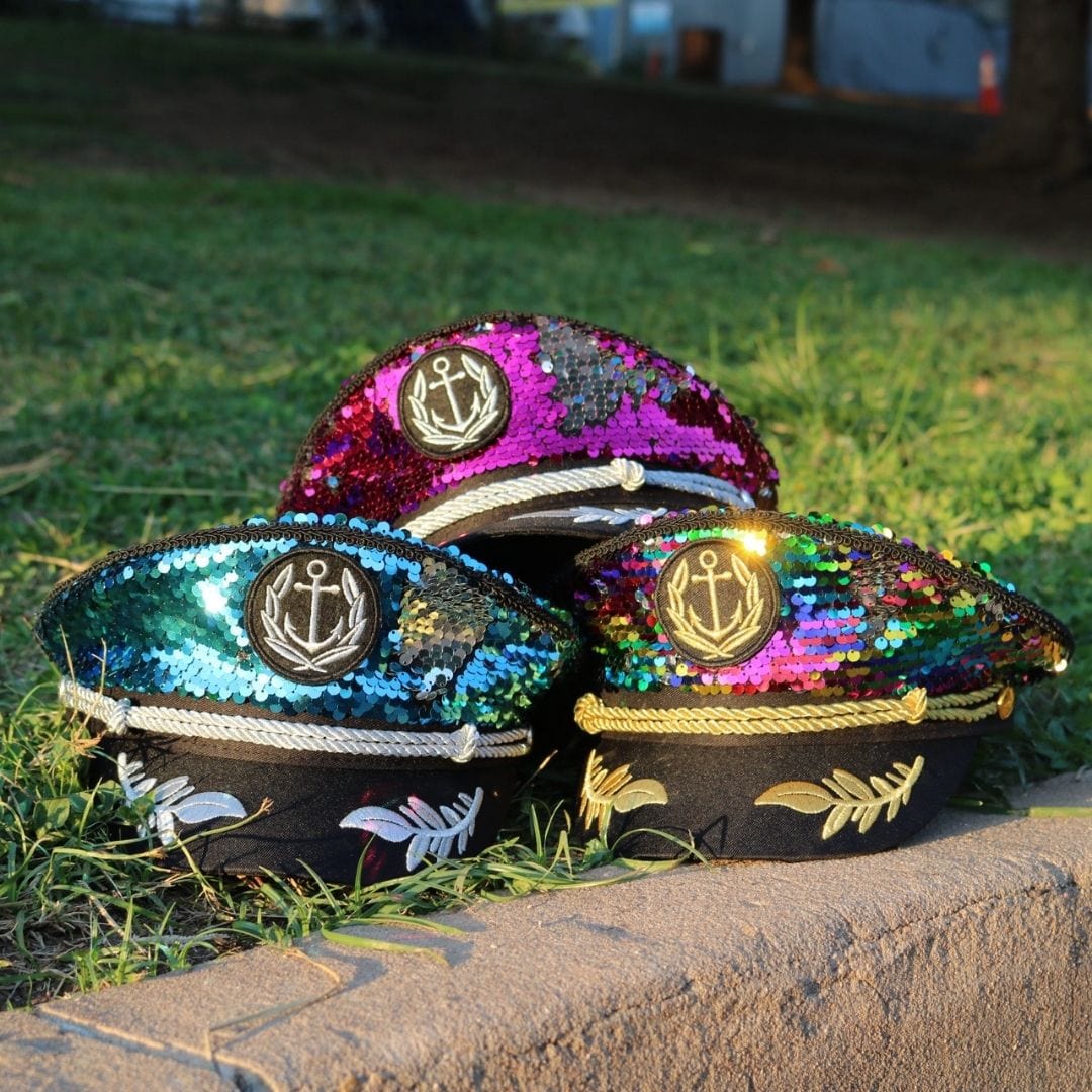 Trippy Captain Rainbow Sequin Captain Hat